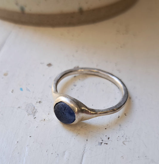 Carole Ramsden Silver - CR147 - Cobalt blue seaglass ring