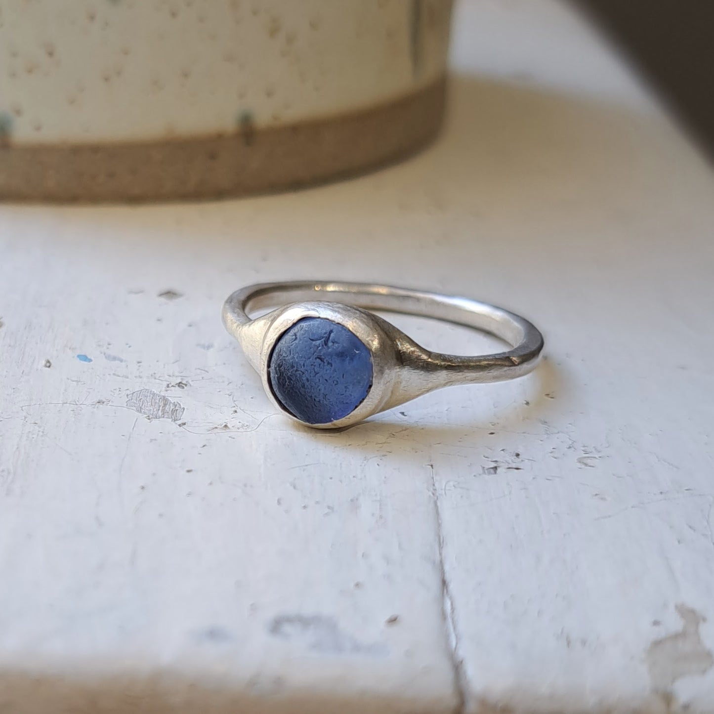 Carole Ramsden Silver - CR147 - Cobalt blue seaglass ring