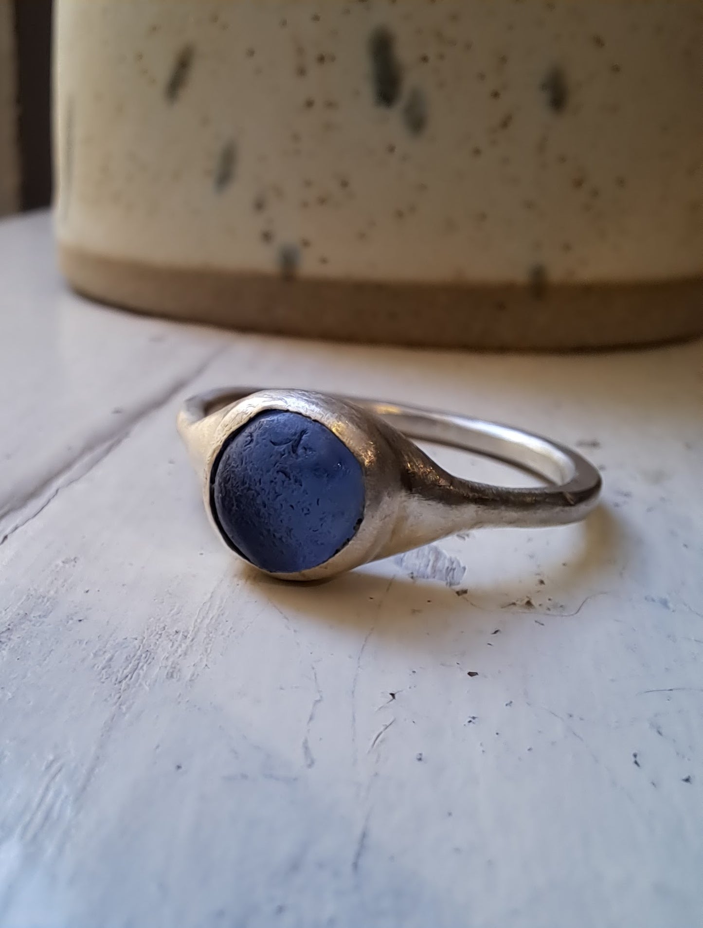 Carole Ramsden Silver - CR147 - Cobalt blue seaglass ring