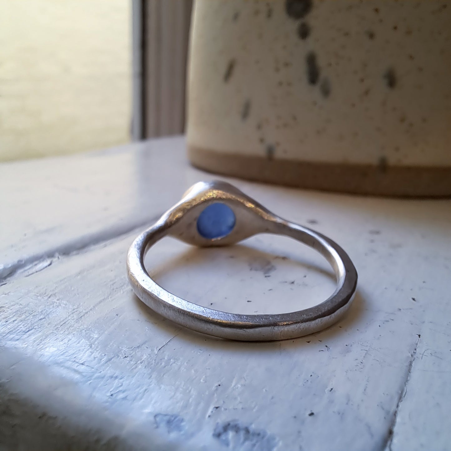 Carole Ramsden Silver - CR147 - Cobalt blue seaglass ring