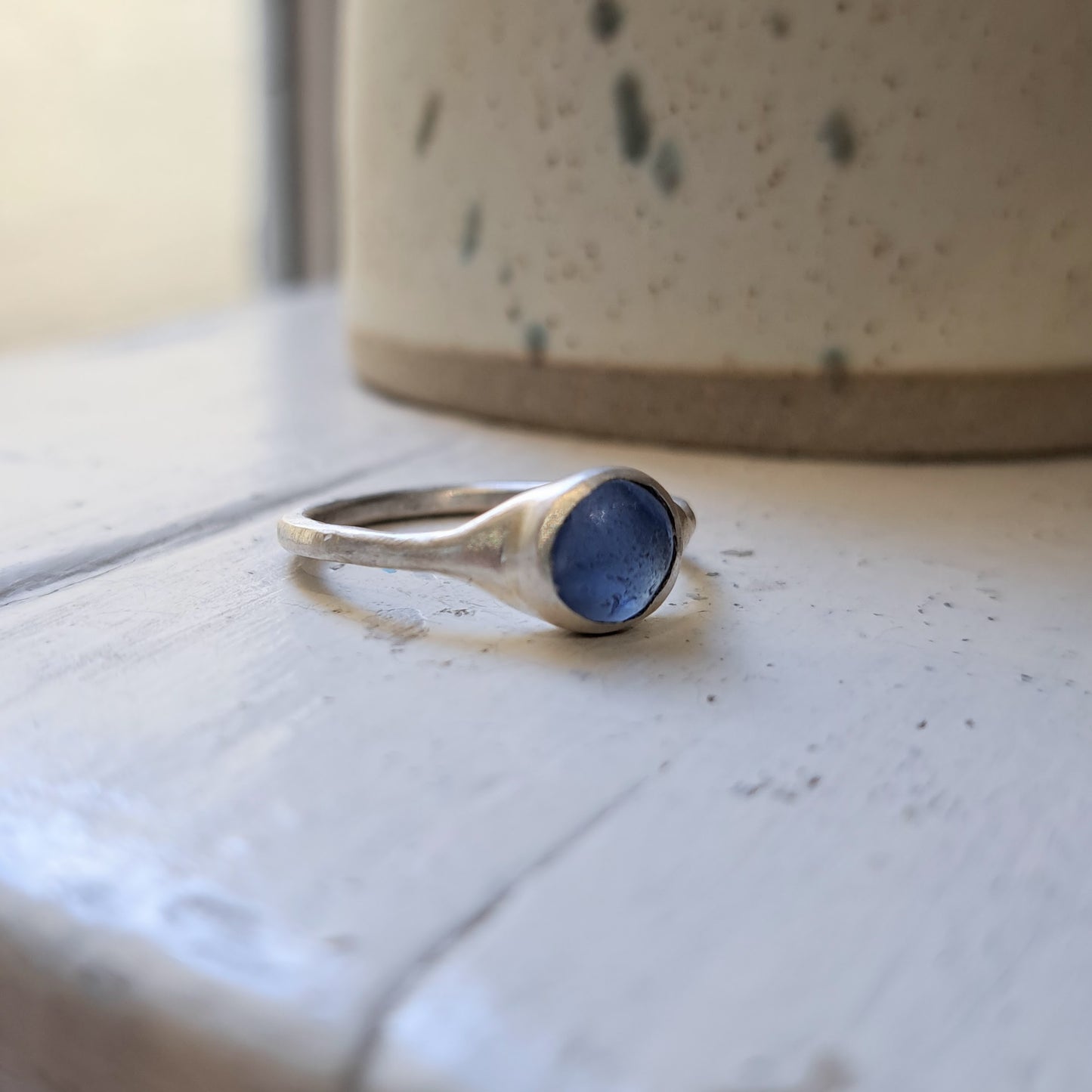 Carole Ramsden Silver - CR147 - Cobalt blue seaglass ring