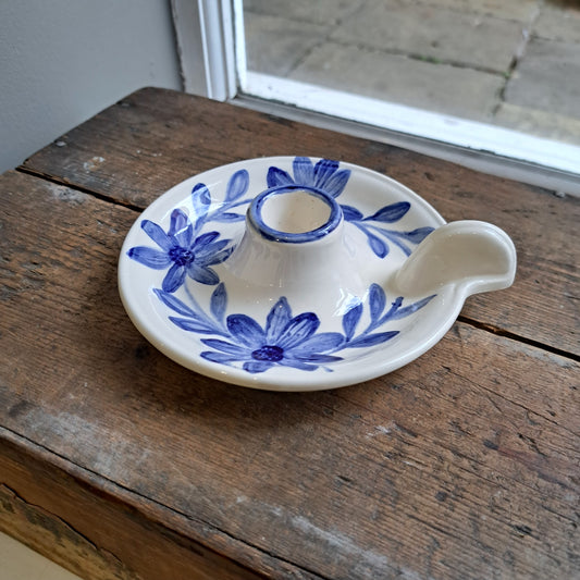 Florrie & Wren - cream with blue flowers candle holder