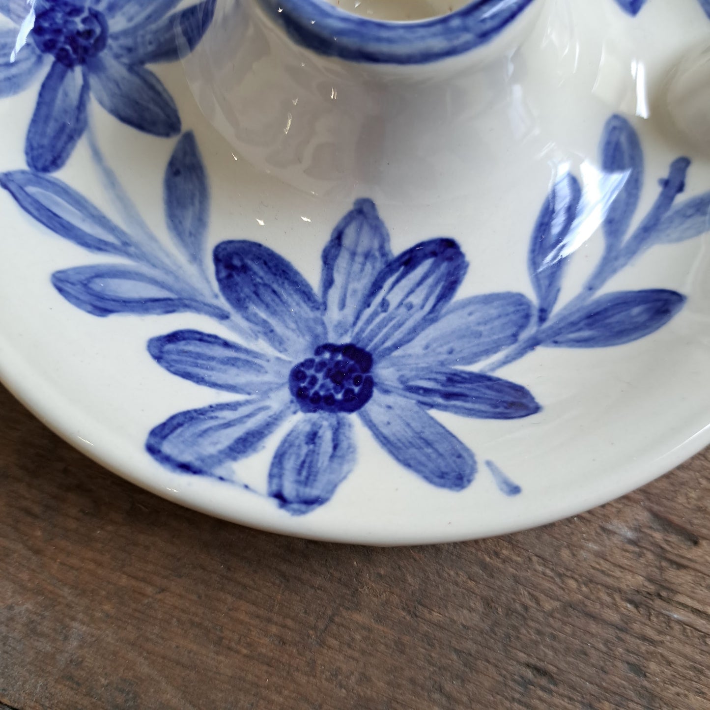 Florrie & Wren - cream with blue flowers candle holder