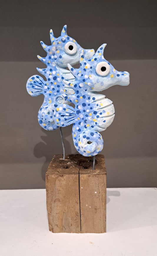 Kate Ellis - Two seahorses on wood
