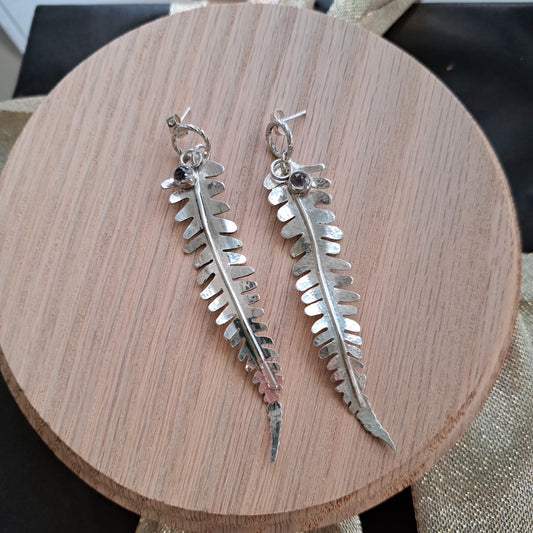 Anthea Peters - Silver fern leaf earrings