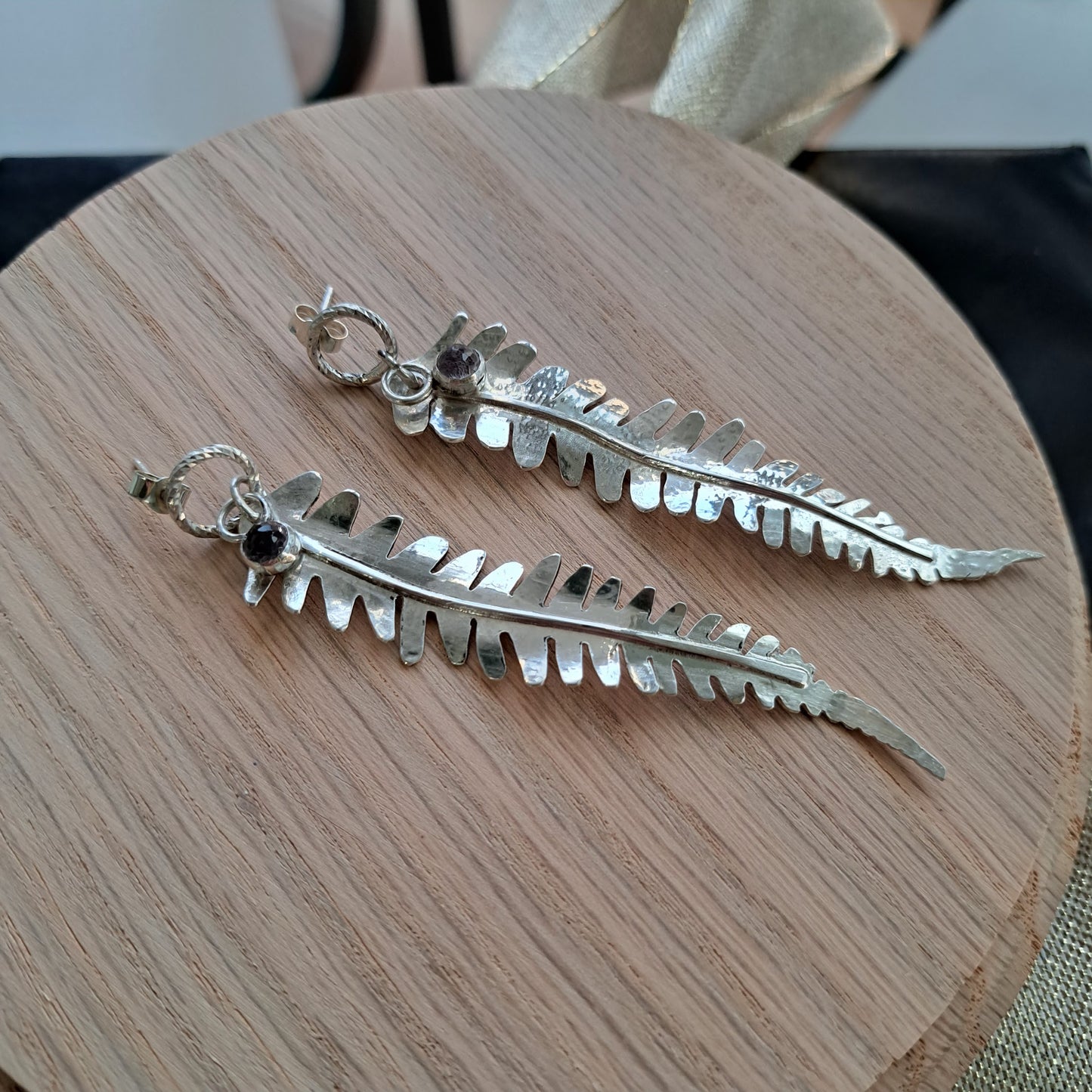 Anthea Peters - Silver fern leaf earrings