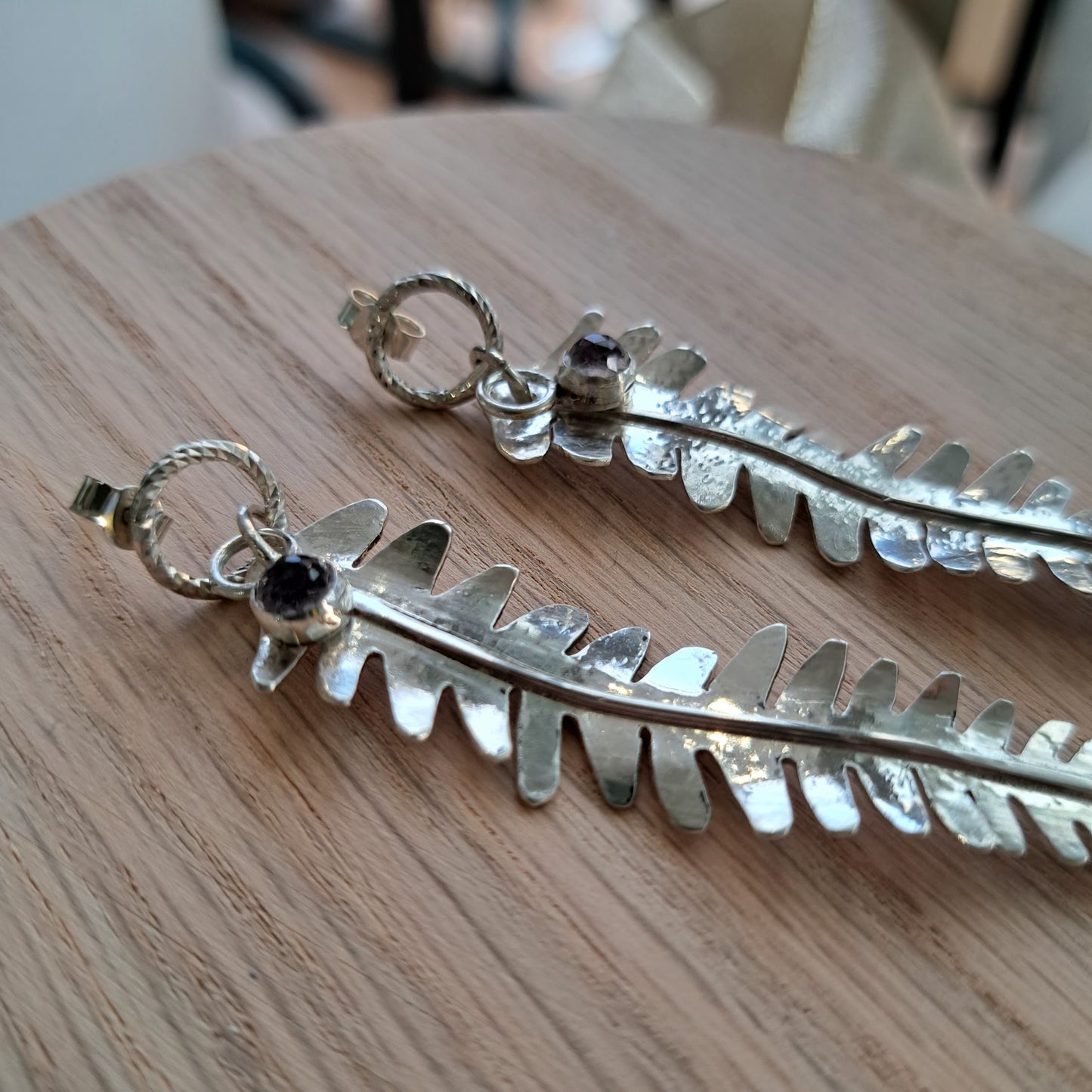 Anthea Peters - Silver fern leaf earrings