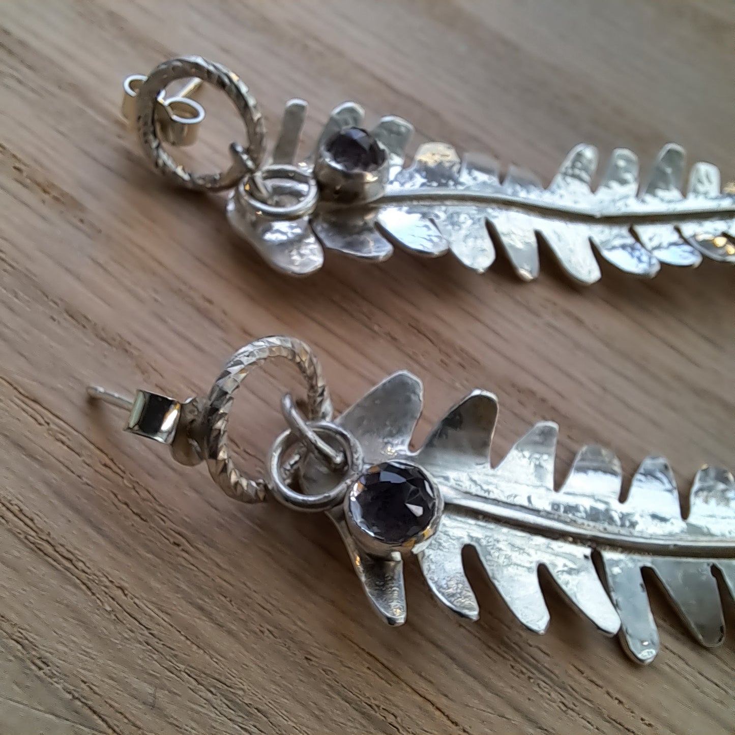 Anthea Peters - Silver fern leaf earrings
