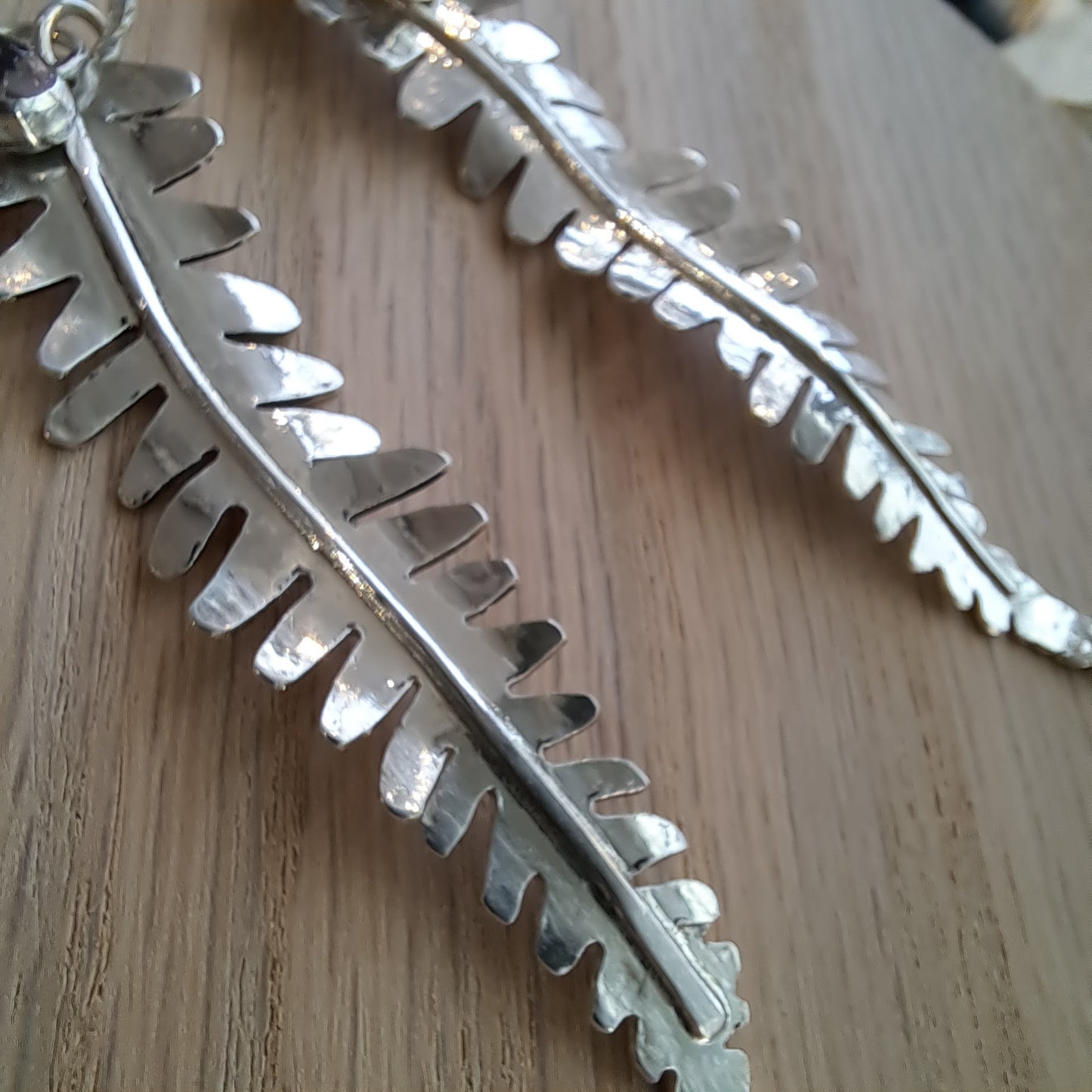 Anthea Peters - Silver fern leaf earrings