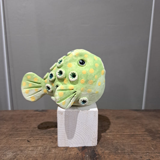 Kate Ellis - Puffer Fish on Wooden Base
