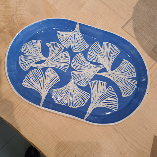 Natalie Elderton - Gingko Blue Oval Platter