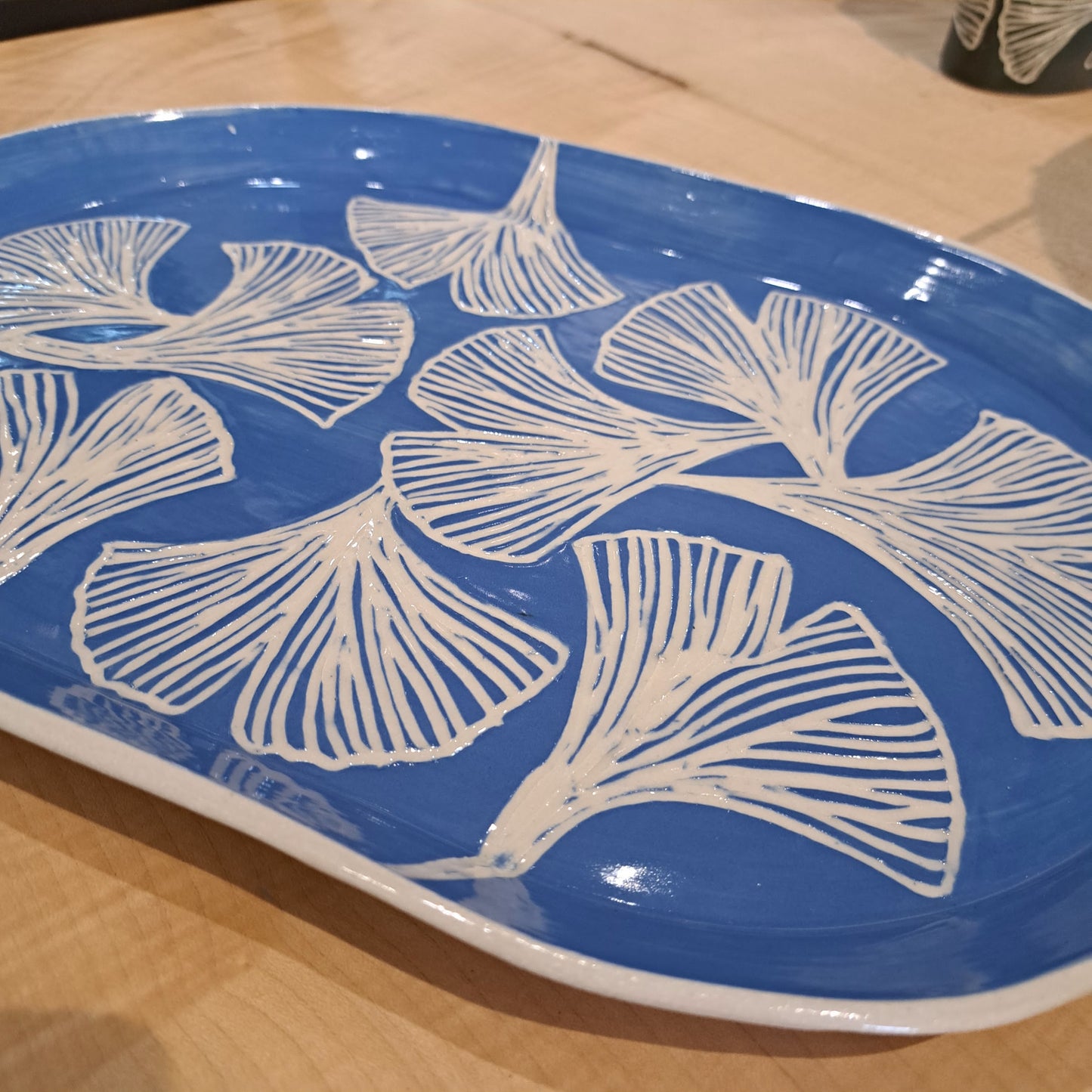 Natalie Elderton - Gingko Blue Oval Platter