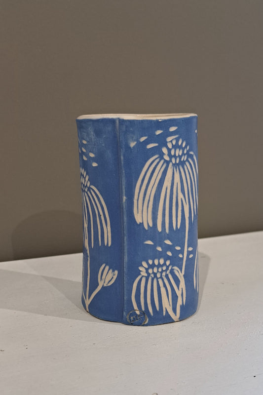 Natalie Elderton - Blue Daisy Cylinder Vase