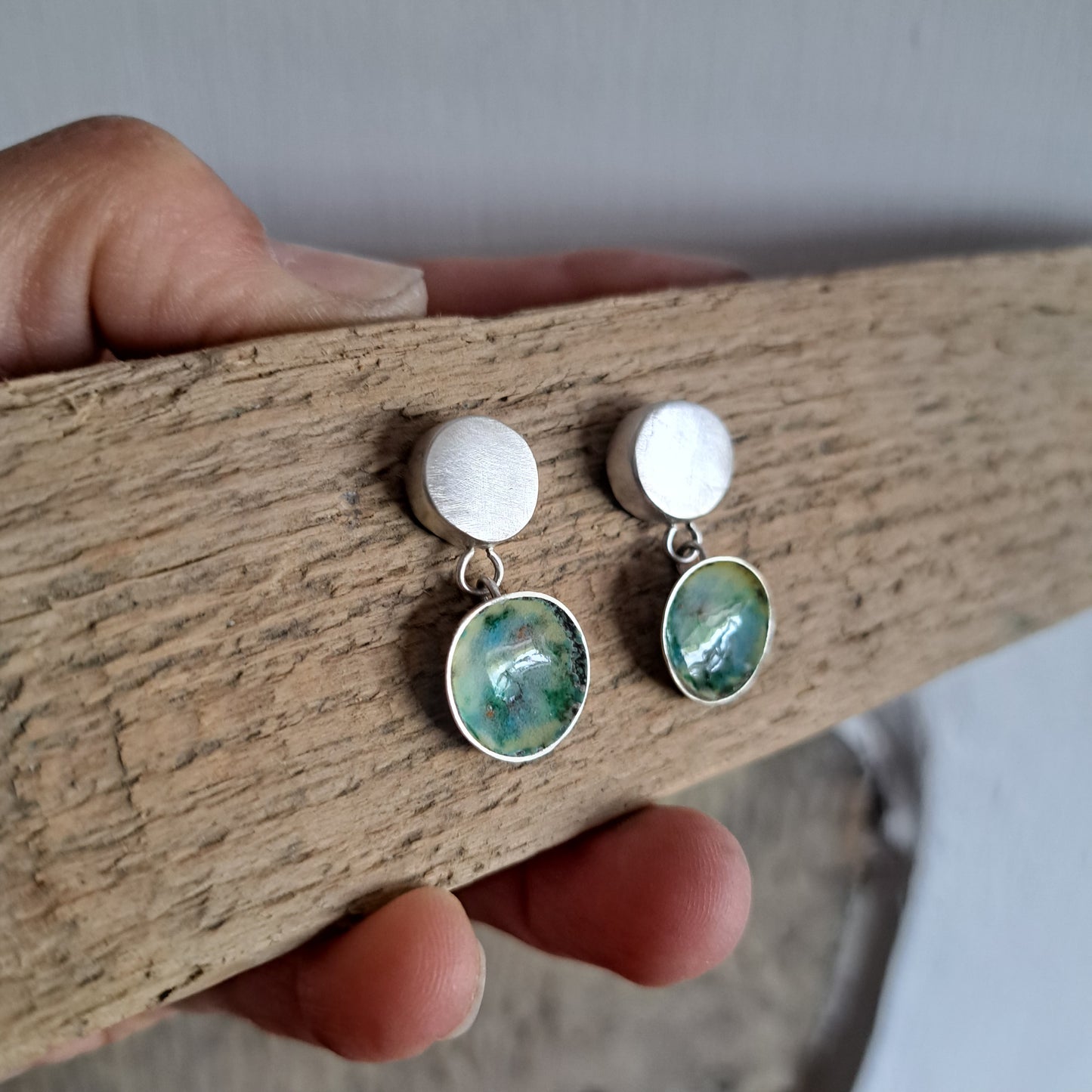 Carole Ramsden Silver - Pebble and enamel earrings - Silver Challenge June