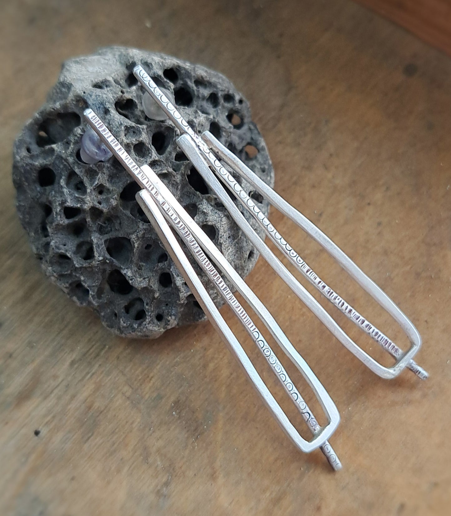 Carole Ramsden Silver - Linear drop earrings - Silver Challenge July