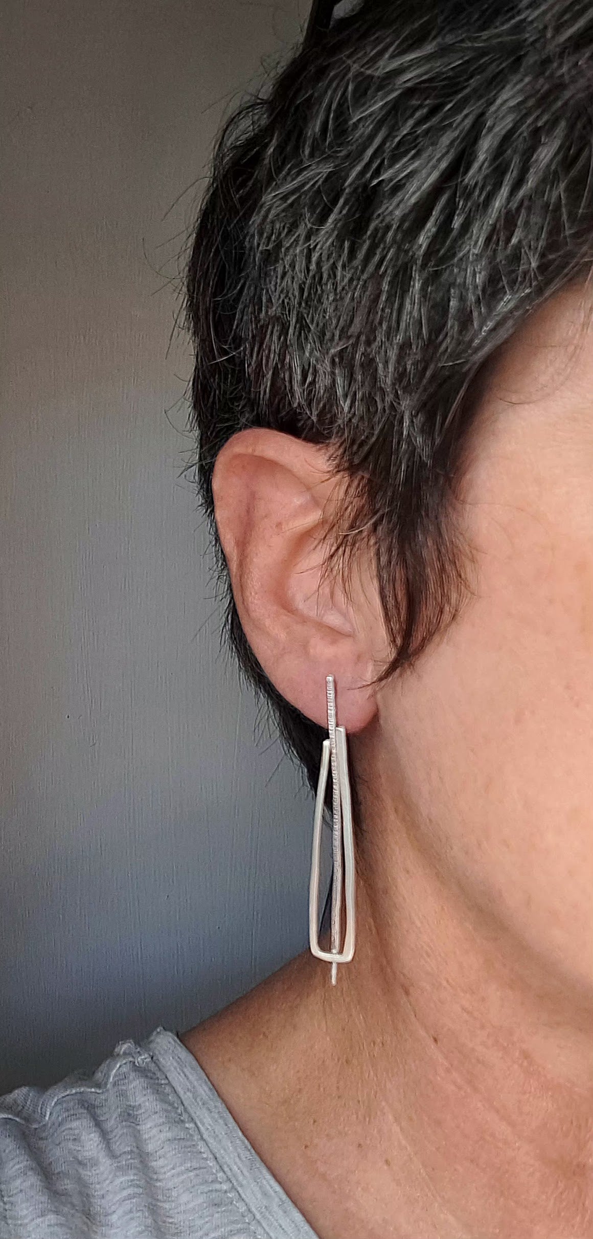 Carole Ramsden Silver - Linear drop earrings - Silver Challenge July