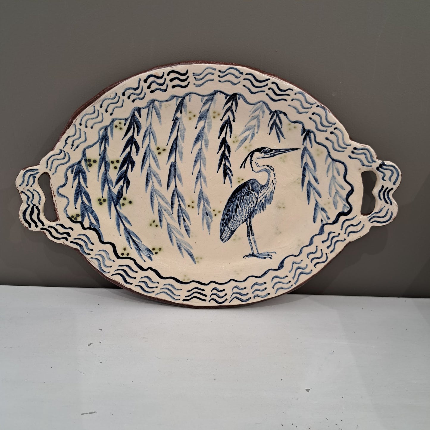 Adrift Pottery - Grey heron platter 21