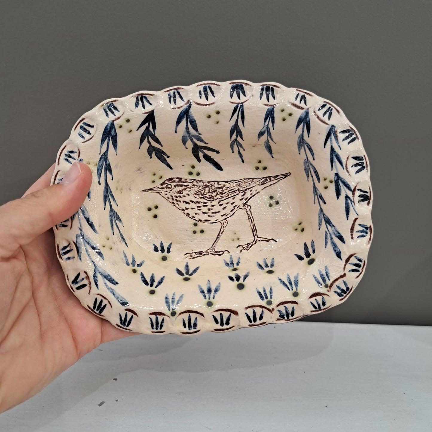 Adrift Pottery - Small rectangular thrush dish 10