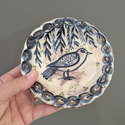 Adrift Pottery - Bird small round dish 3