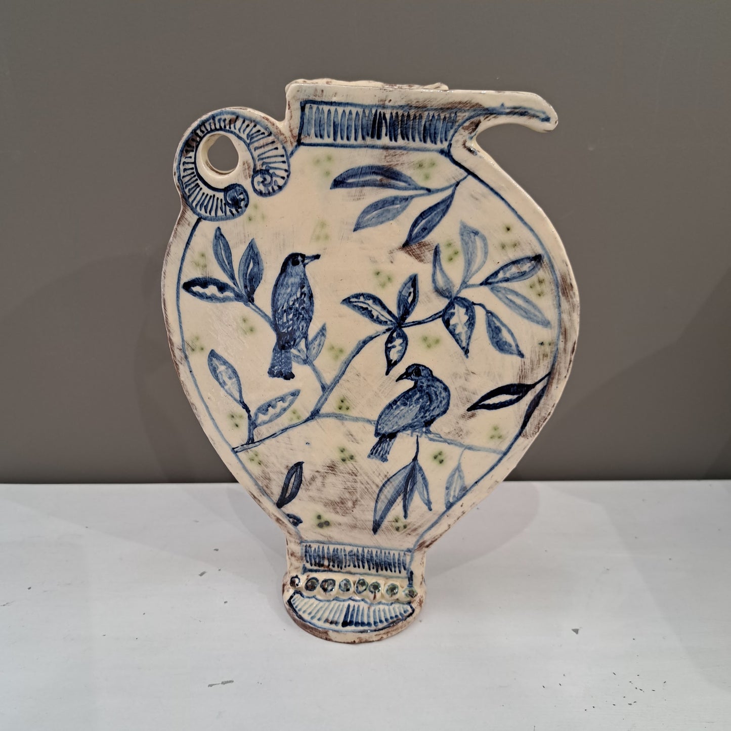 Adrift Pottery - Flat bird vase 23