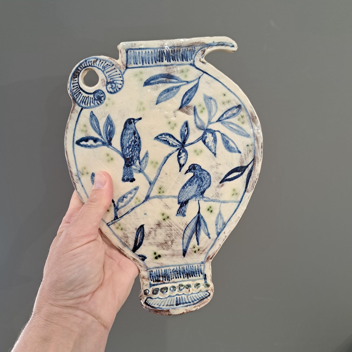 Adrift Pottery - Flat bird vase 23