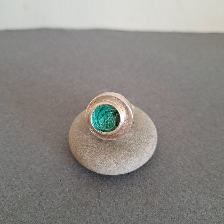 Carole Ramsden Silver - Aqua dolly rope treasure ring