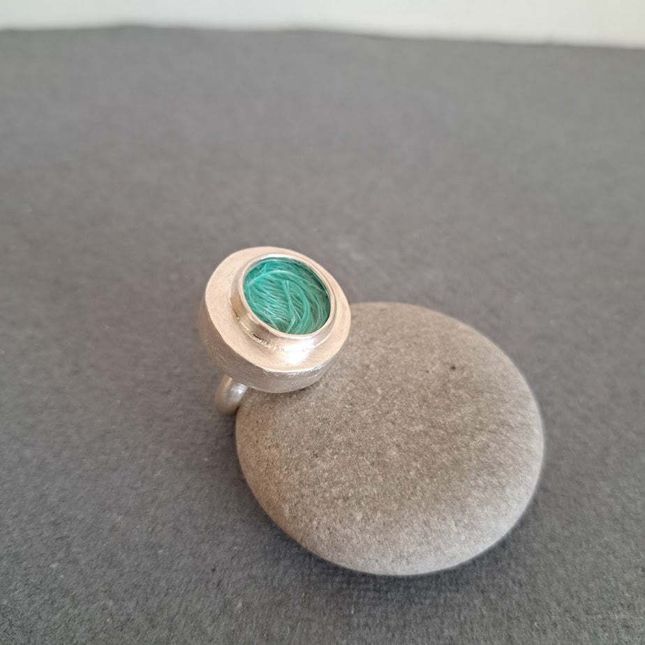 Carole Ramsden Silver - Aqua dolly rope treasure ring