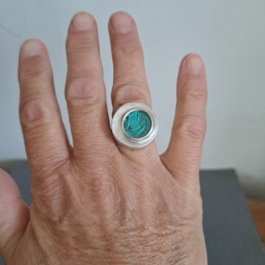 Carole Ramsden Silver - Aqua dolly rope treasure ring