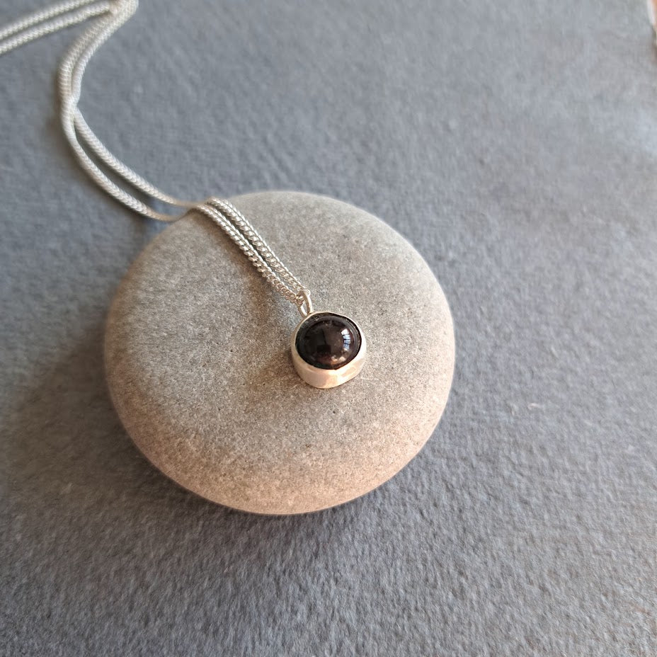 Carole Ramsden Silver - Melted dark teal sea glass cabochon necklaces