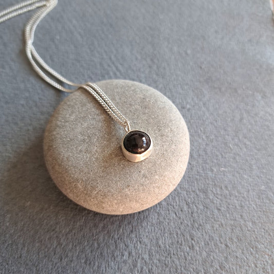 Carole Ramsden Silver - Melted dark teal sea glass cabochon necklaces