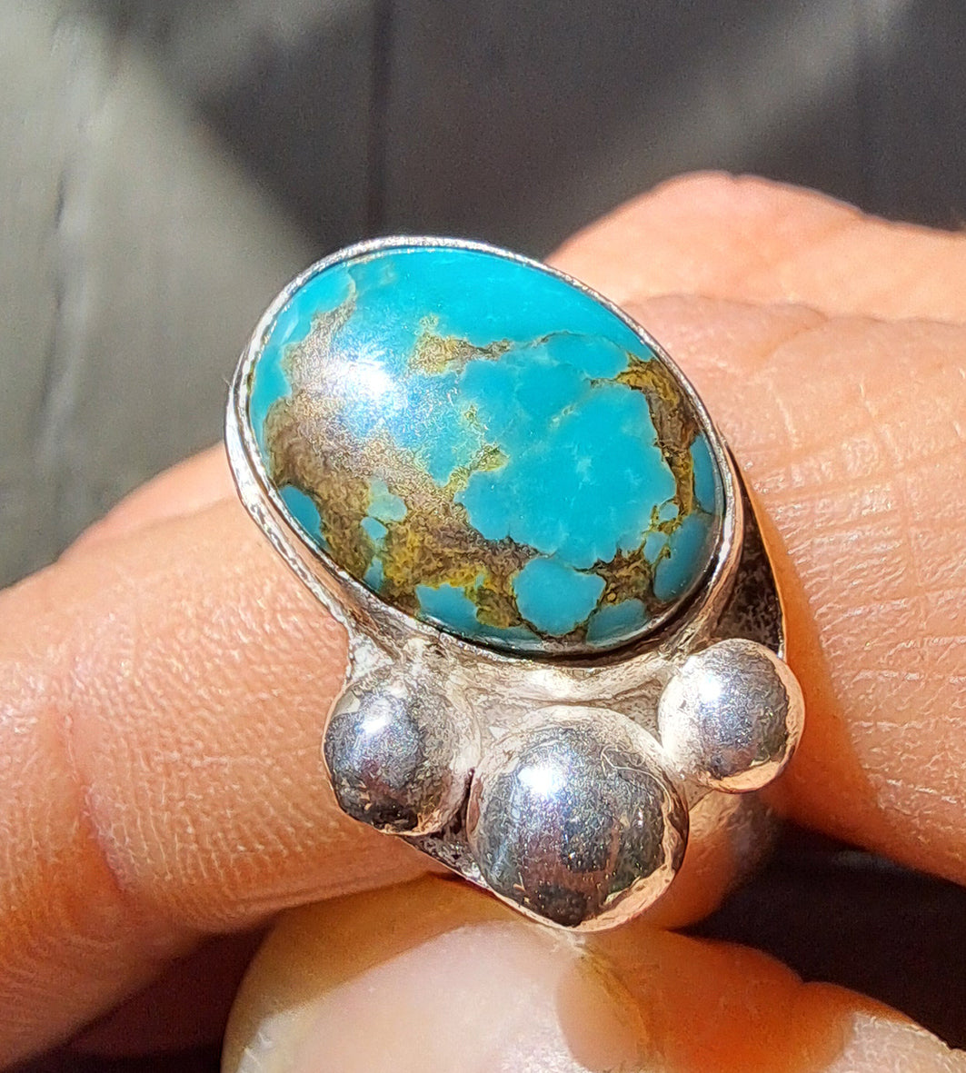 Charlotte Jewellery - Chunky turquoise and granulated silver ring