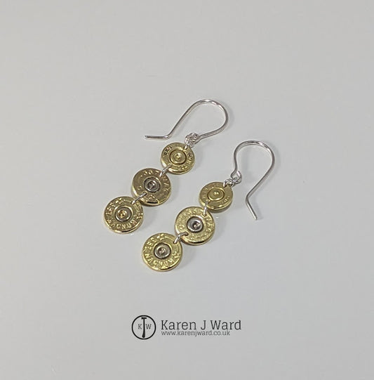 Karen J Ward - Recycled brass bullet earrings KW32