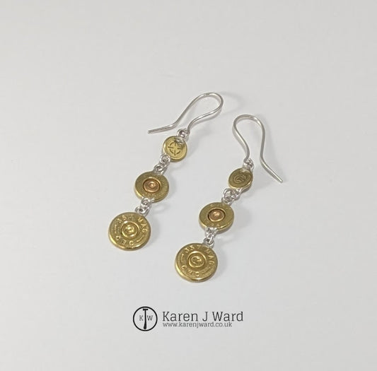 Karen J Ward - Recycled brass bullet earrings KW33