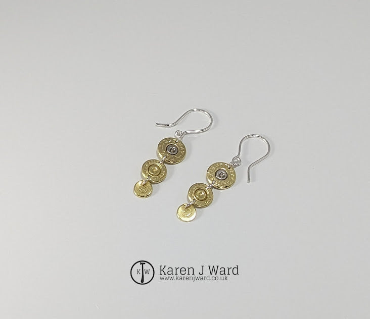 Karen J Ward - Recycled brass bullet earrings KW35