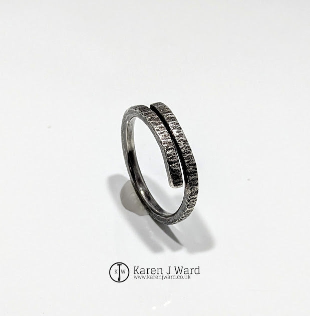 Karen J Ward - Textured silver wrap ring KW38