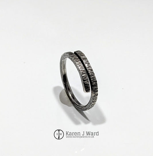 Karen J Ward - Textured silver wrap ring KW38