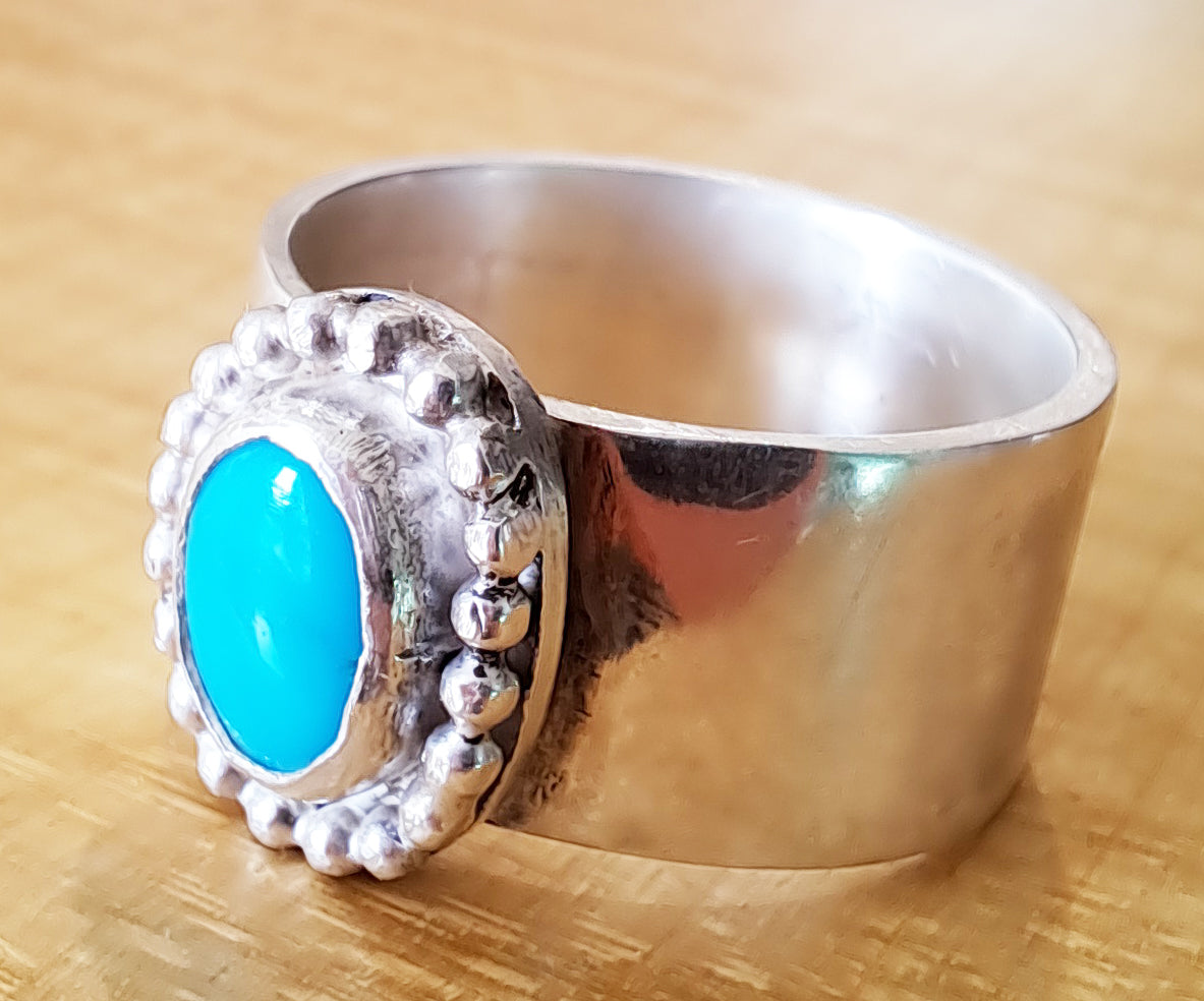 Charlotte Jewellery - Wide band turquoise and silver ring