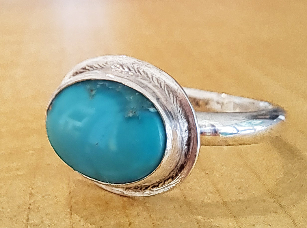 Charlotte Jewellery - Narrow band turquoise and silver ring