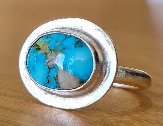 Charlotte Jewellery - Narrow band turquoise and silver ring