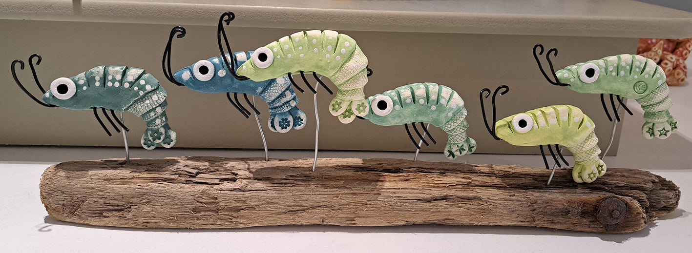 Kate Ellis - 6 shrimp on driftwood