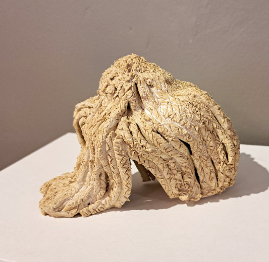 Carr House Studio - Figures 'Hairy Man' Seated unglazed textured sculpture