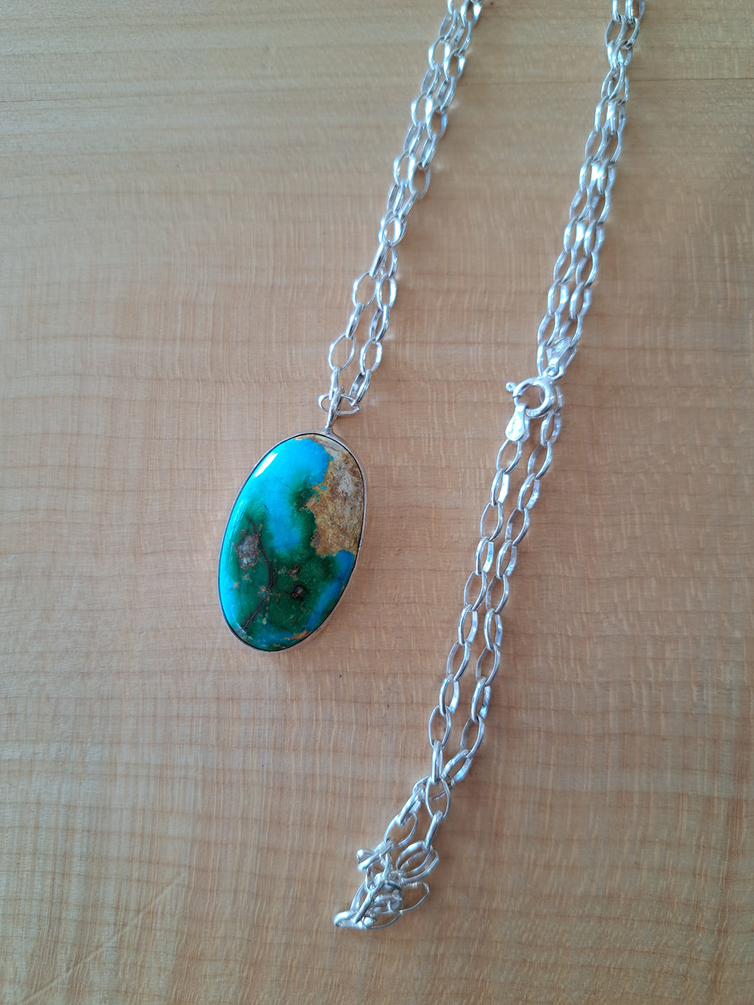 Charlotte Jewellery - Large oval turquoise and silver necklace