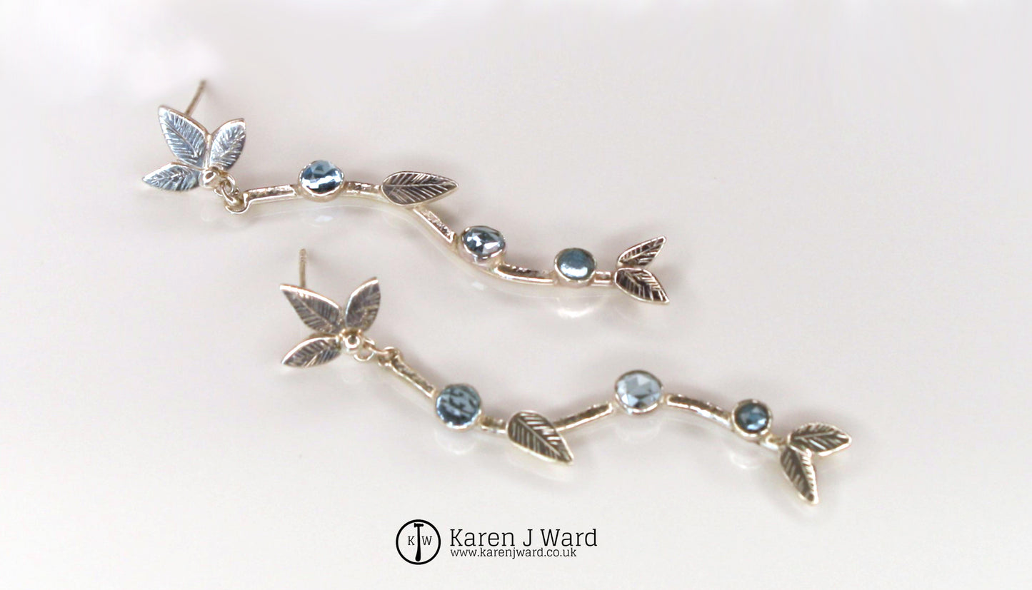 Karen J Ward - Swiss blue topaz garland earrings KW6