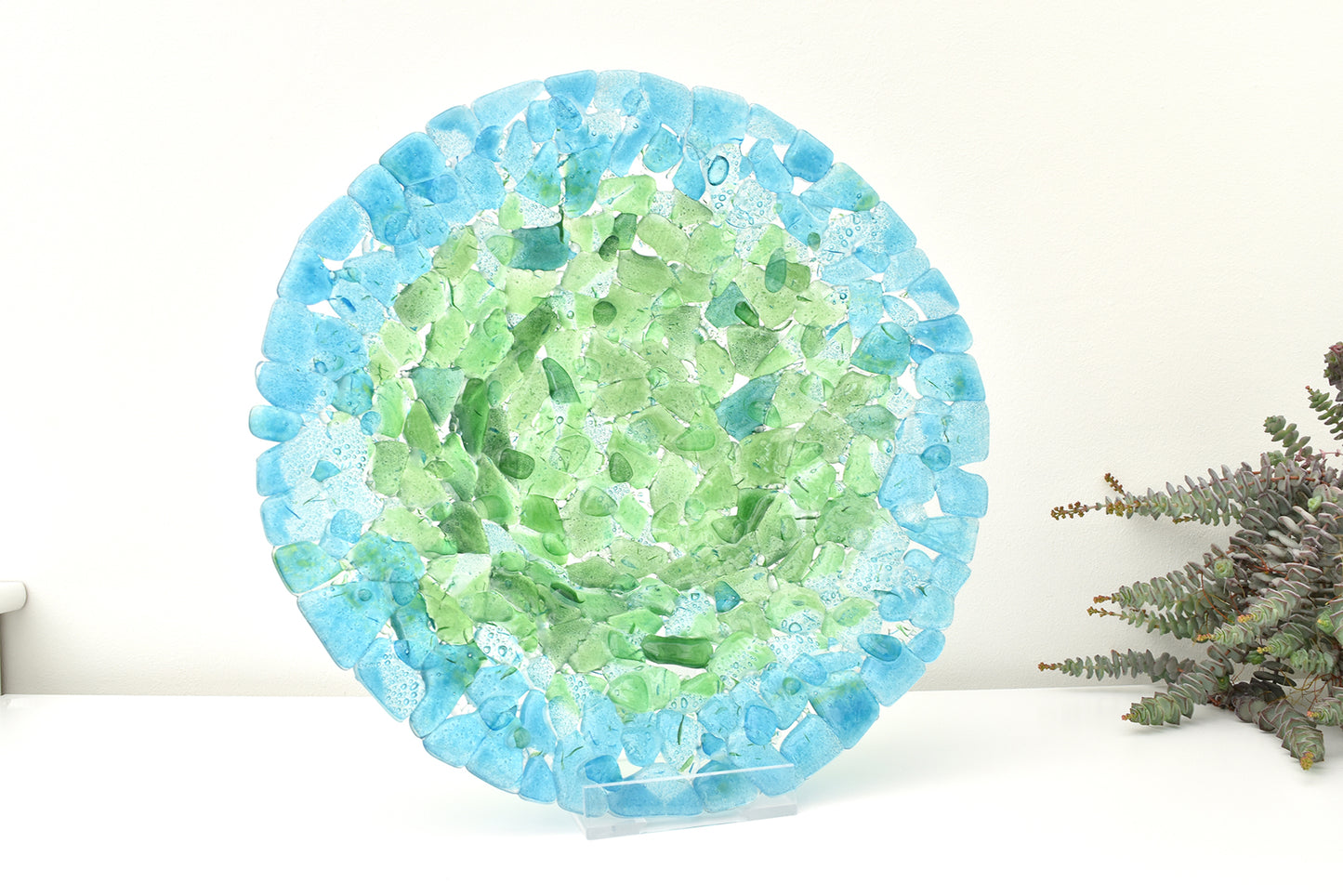 Tanja Entwistle Glass - BL-014 Melting Green Aqua Bowl