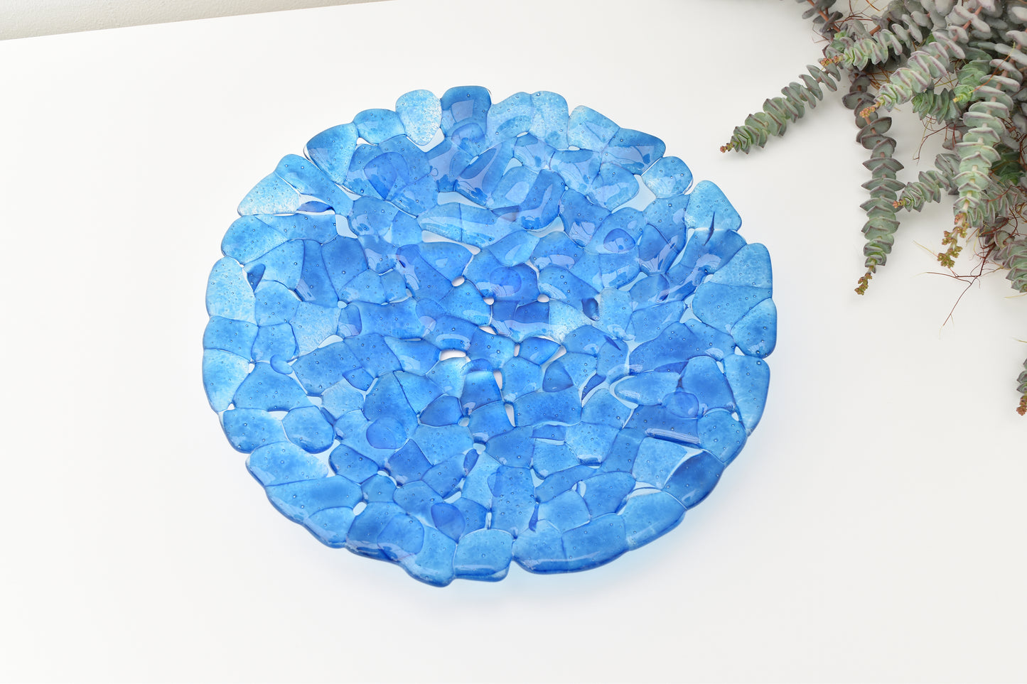 Tanja Entwistle Glass - BL-025 Melting Dark Aqua Dish