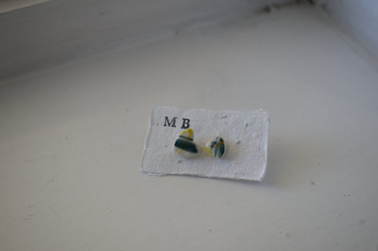 Matilda Belle Ceramic Jewellery - mismatched heart stud earrings