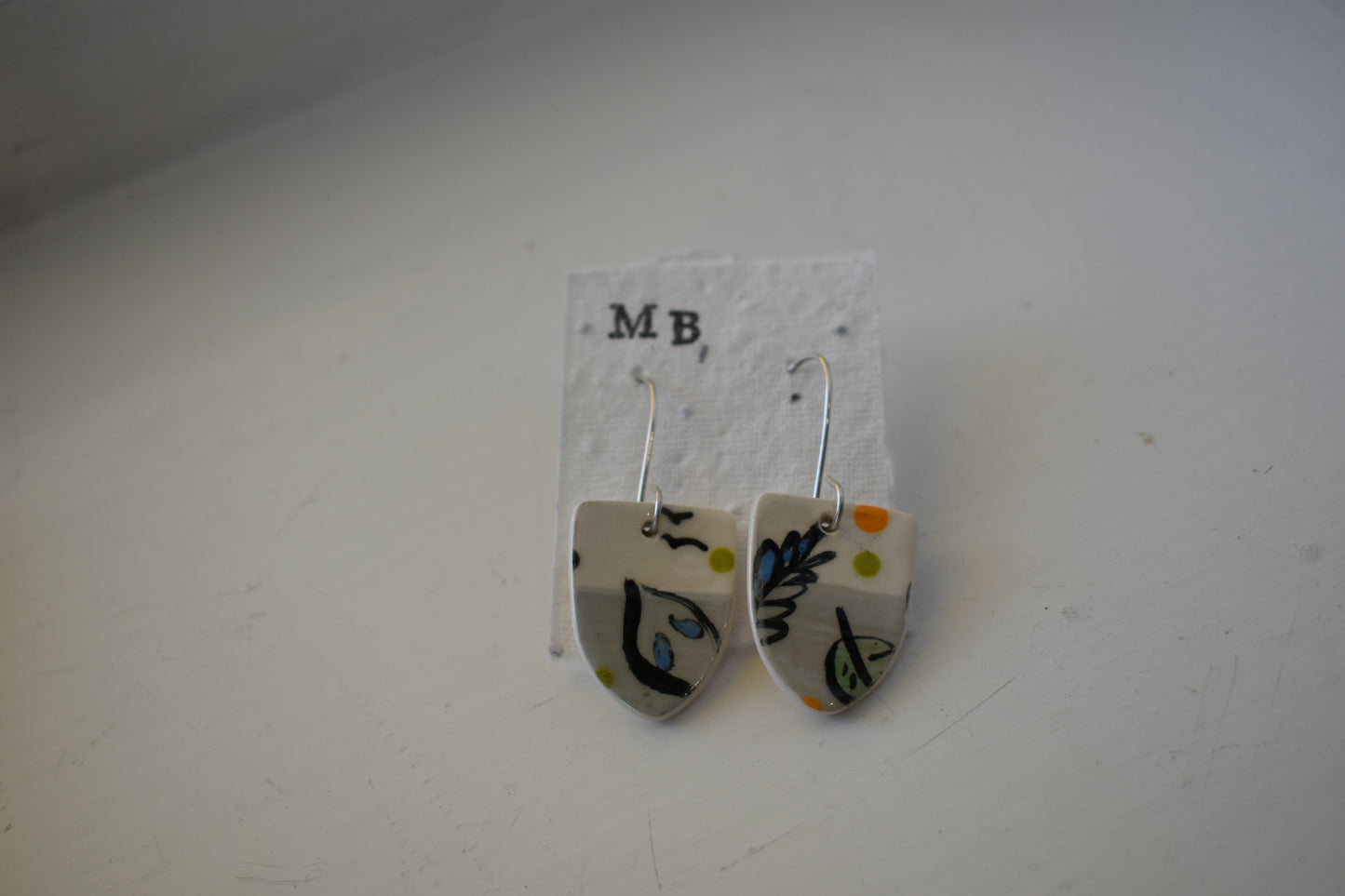Matilda Belle Ceramic Jewellery - abstract floral dangle earrings