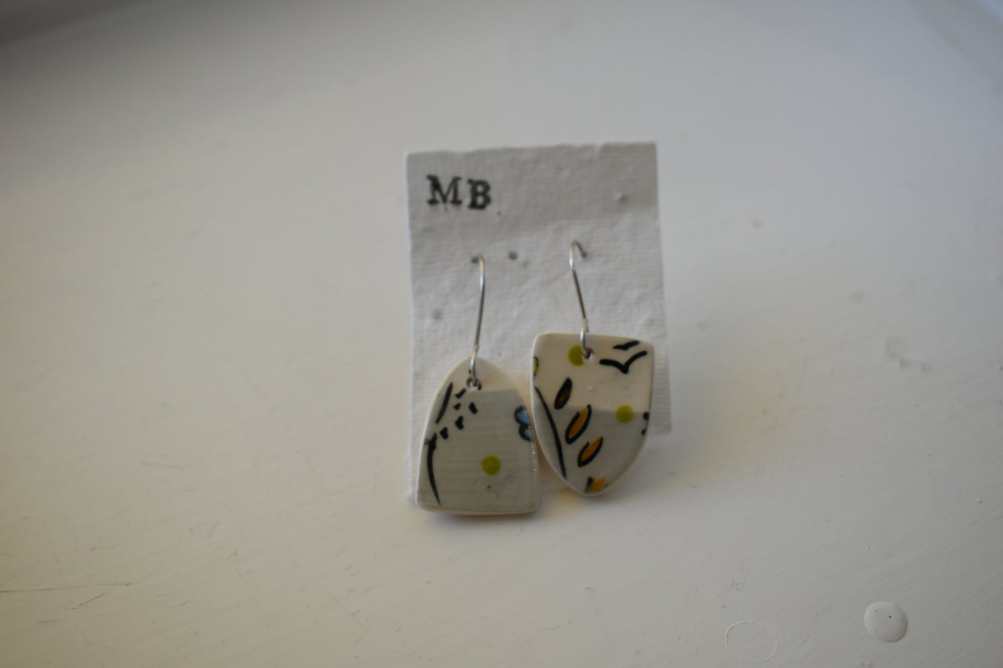 Matilda Belle Ceramic Jewellery - abstract floral dangle earrings