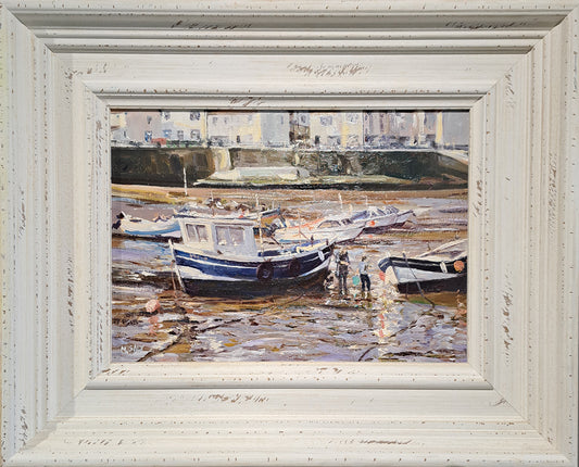 Michael J Salt RSMA RBSA - Fishing Boats Original Oil Painting