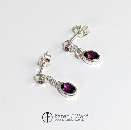 Karen J Ward - Garnet and topaz earrings KW2
